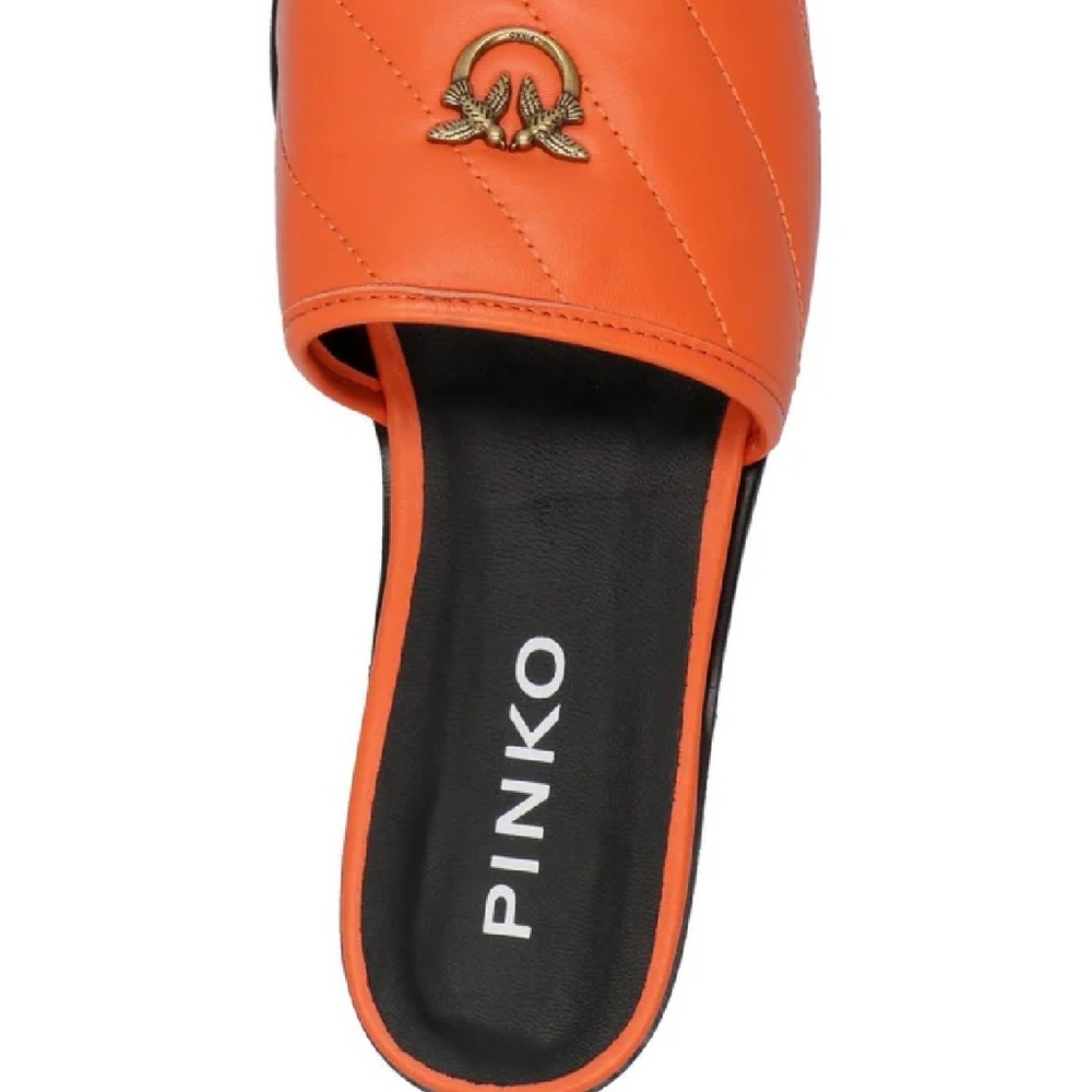 Pinko Orange Quilted Mules